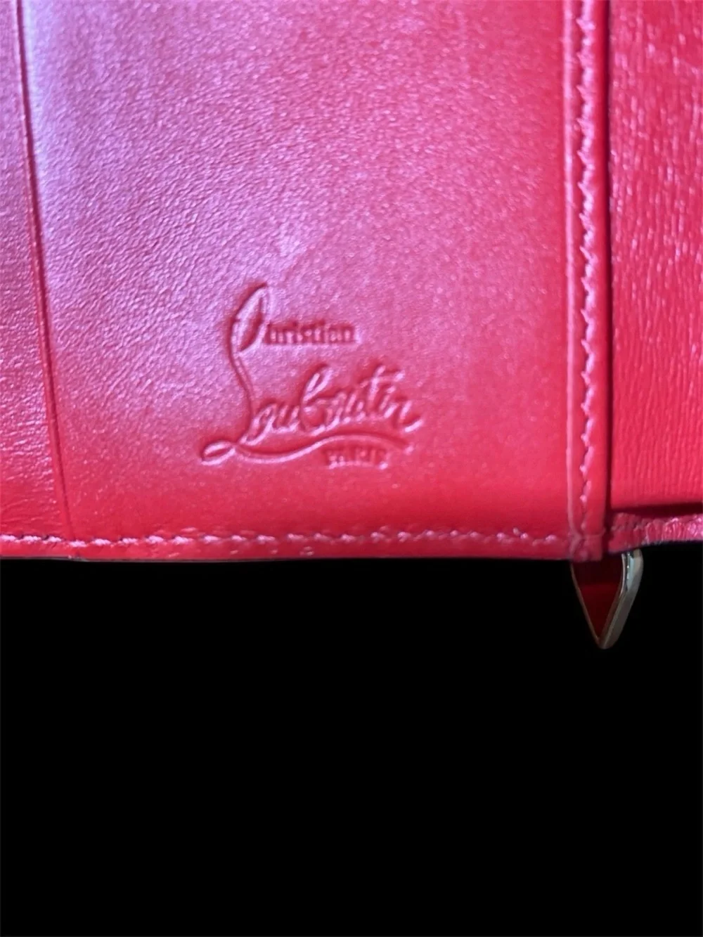 Christian Louboutin Black Leather Studded Card Holder with Gold Hardware